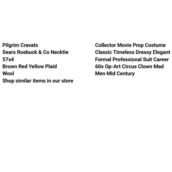 Vintage Pilgrim Cravats Sears Necktie Brown Red Yellow Plaid Wool 57x4 Mad Men - Picture 2 of 9